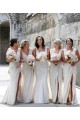 Best Chiffon Long Champagne Evening Dress with Sexy High Slit and Front Ruffles Sydney
