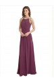 Best High Neckline Long Chiffon Bridesmaid Dress with Beaded Trim Sydney