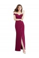Best Off the Shoulder Chiffon Bridesmaid Dress with Lace Appliques and Front Slit Sydney