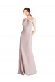 Best Long Slim Chiffon Bridesmaid Dress with Ruffled Waist and Keyhole Sydney