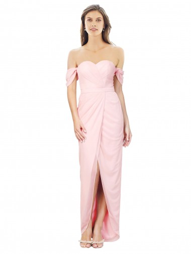 Best High Low Off the Shoulder Strapless Ruched Chiffon Bridesmaid Dress Sydney