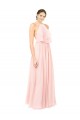 Best Halter Neck Chiffon Bridesmaid Dress with Double Ruffle Front Sydney