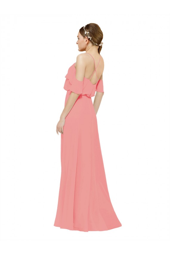 Best Draped Off the Shoulder Sleeves Chiffon Bridesmaid Dress Sydney