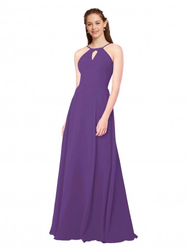 Best High Halter Chiffon Bridesmaid Dress with Keyhole Sydney