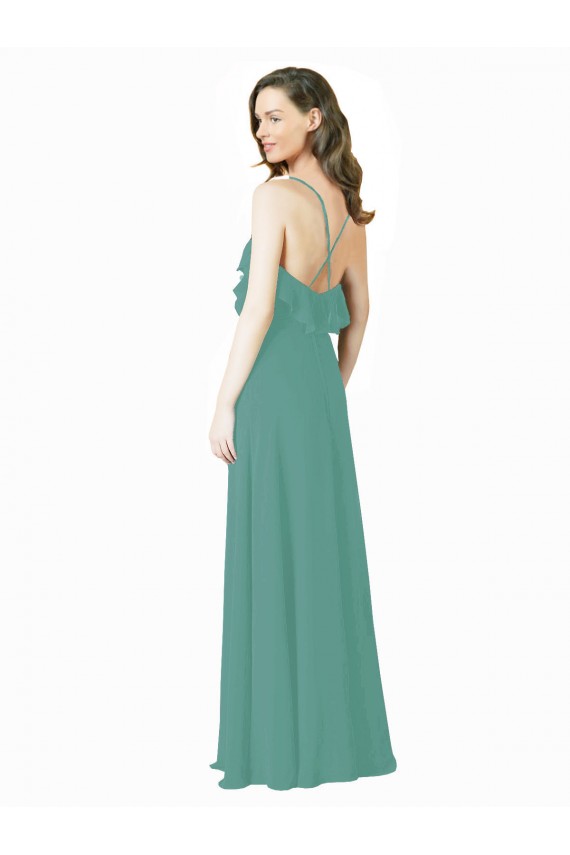 Best Full Length Chiffon Bridesmaid Dress with Ruffled V-Neckline Sydney