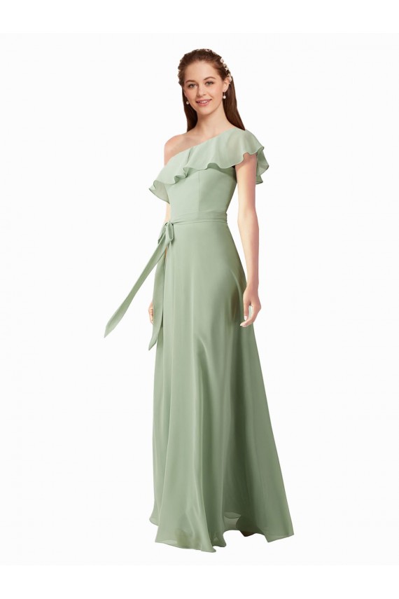 Best Chiffon Bridesmaids Dress with Ruffles Flutter Sleeves Sydney