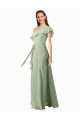 Best Chiffon Bridesmaids Dress with Ruffles Flutter Sleeves Sydney