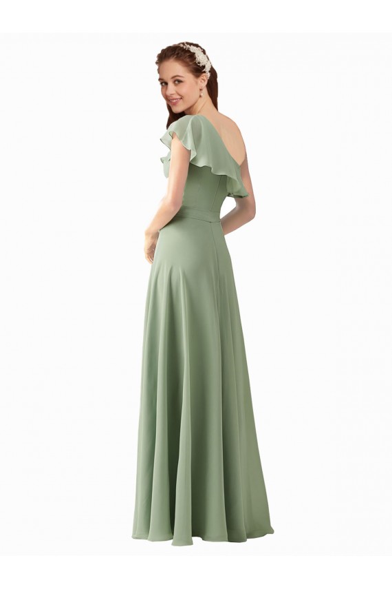 Best Chiffon Bridesmaids Dress with Ruffles Flutter Sleeves Sydney