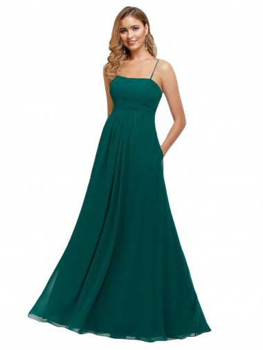 Best Chiffon Bridesmaid Dress with Pleated Bodice and Straps Sydney