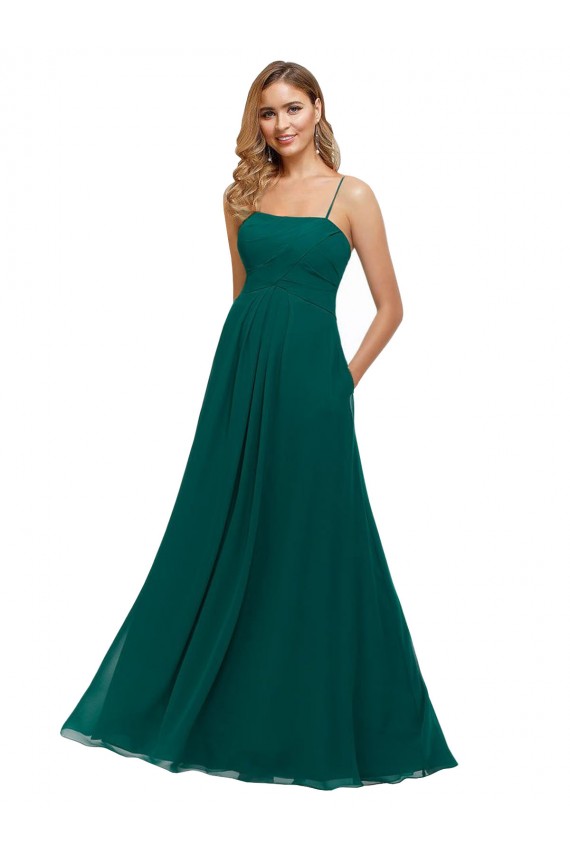 Best Chiffon Bridesmaid Dress with Pleated Bodice and Straps Sydney