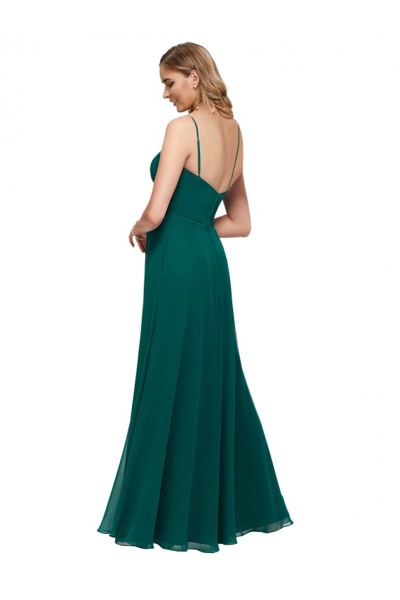 Best Chiffon Bridesmaid Dress with Pleated Bodice and Straps Sydney