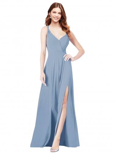 Best Surplice Bodice A-Line Long Chiffon Bridesmaid Dress Sydney
