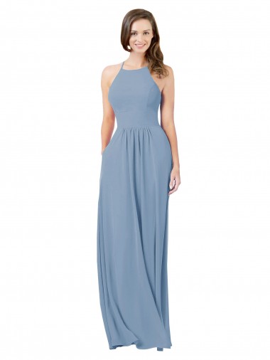 Best Chiffon Bridesmaid Dress with High Halter Neckline Sydney