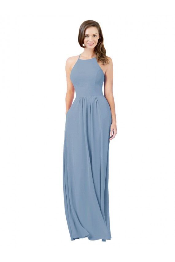 Best Chiffon Bridesmaid Dress with High Halter Neckline Sydney