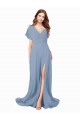 Best Chiffon Bridesmaid Dress / Prom Dress with Flutter Sleeves and Front Slit Sydney