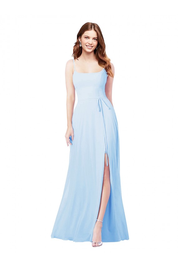 Best Chiffon Bridesmaid Dress with Tie Sash and Side Slit Sydney