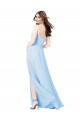 Best Chiffon Bridesmaid Dress with Tie Sash and Side Slit Sydney