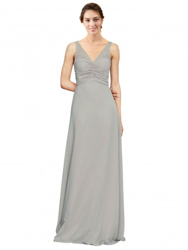 Best V-Neck Chiffon Bridesmaid Dress with Illusion Gathered Bodice Sydney