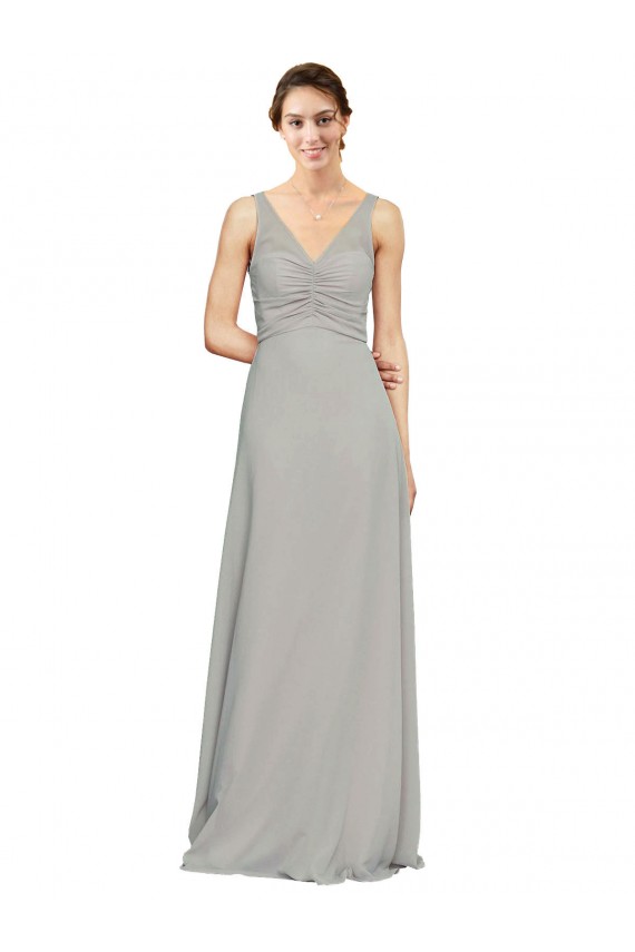 Best V-Neck Chiffon Bridesmaid Dress with Illusion Gathered Bodice Sydney
