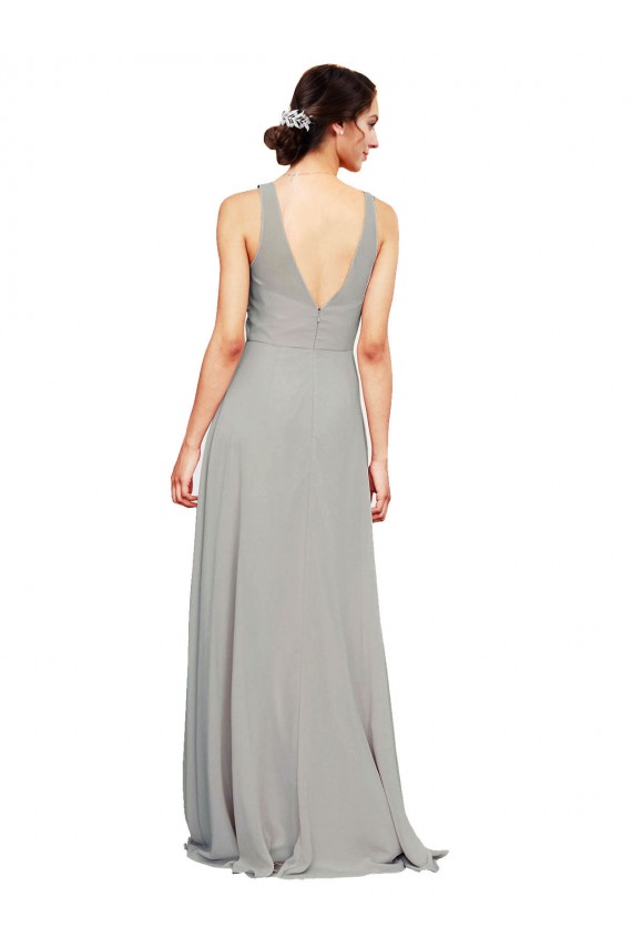 Best V-Neck Chiffon Bridesmaid Dress with Illusion Gathered Bodice Sydney