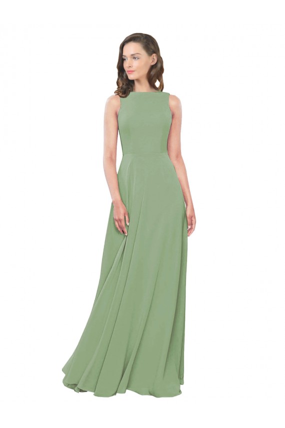 Best High Neck Chiffon Bridesmaids Dress with Low Cowl Back Sydney