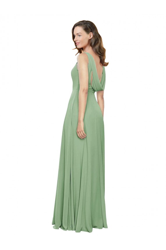 Best High Neck Chiffon Bridesmaids Dress with Low Cowl Back Sydney