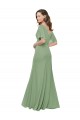 Best Chiffon V-Neckline Wrap Bridesmaids Dress With Double Flutter Sleeve Sydney