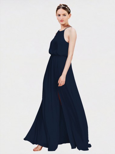 Best High Halter Chiffon Bridesmaid Dress with Side Slit Sydney