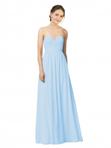 Best Full Length Chiffon Bridesmaid Dress with Deep Sweetheat and Shirred Bodice Sydney
