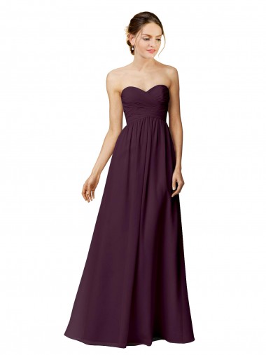 Best Strapless Chiffon Bridesmaid Dress with Criss Cross Shirred Bodice Sydney