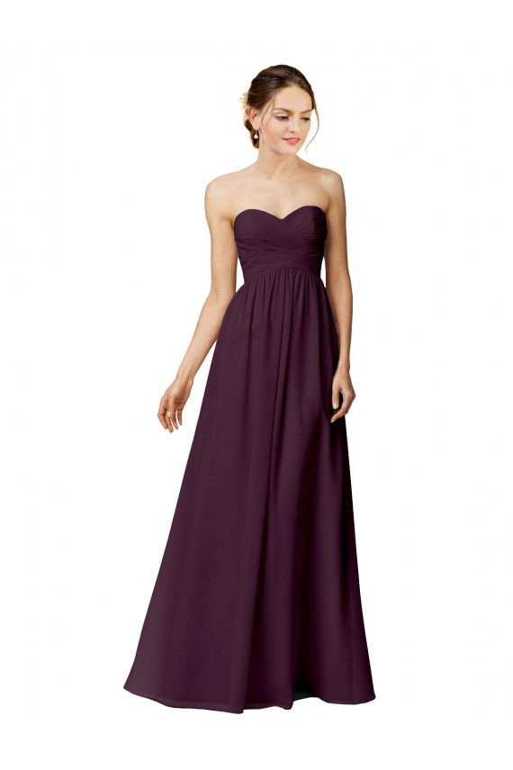 Best Strapless Chiffon Bridesmaid Dress with Criss Cross Shirred Bodice Sydney