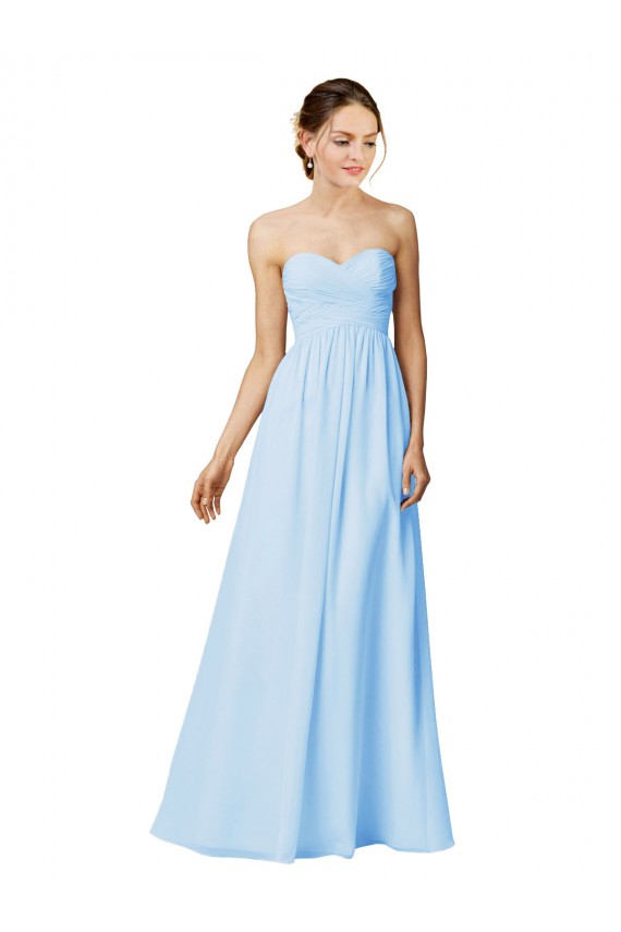 Best Strapless Chiffon Bridesmaid Dress with Criss Cross Shirred Bodice Sydney