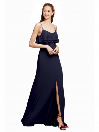 Best Draped Long Chiffon Bridesmaid Dress with Straps and Layers Sydney