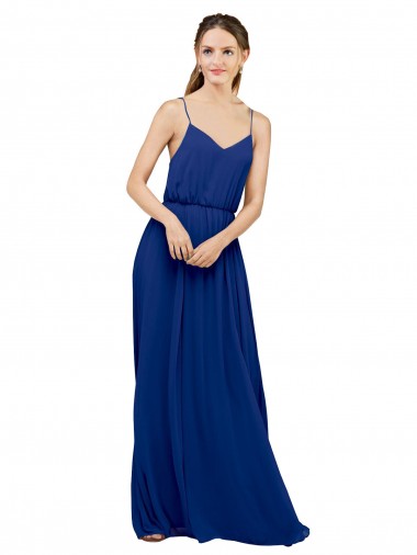 Best Long Chiffon Bridesmaid Dress with Spaghetti Strap Bodice Sydney