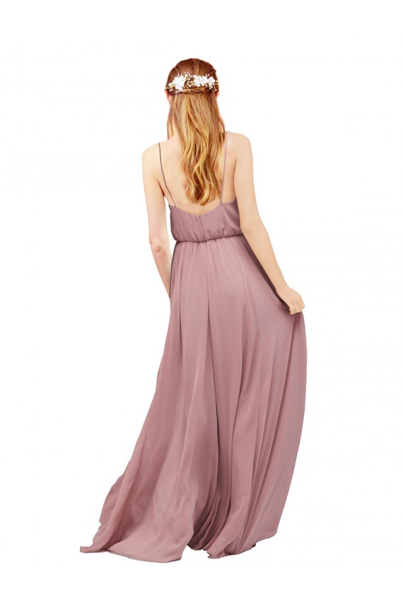Best Long Chiffon Bridesmaid Dress with Spaghetti Strap Bodice Sydney