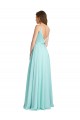 Best Long V-Neck Chiffon Bridesmaid Dress with Satin Bodice Sydney