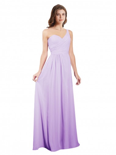 Best Draped One Shoulder A-Line Long Chiffon Bridesmaid Dress Sydney