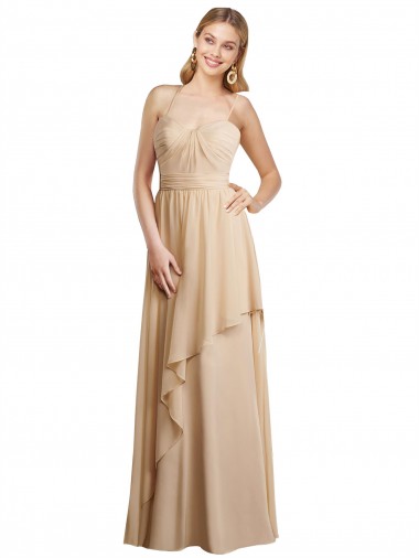 Best Draped Long Chiffon A-Line Dress with Cascading Ruffles Sydney