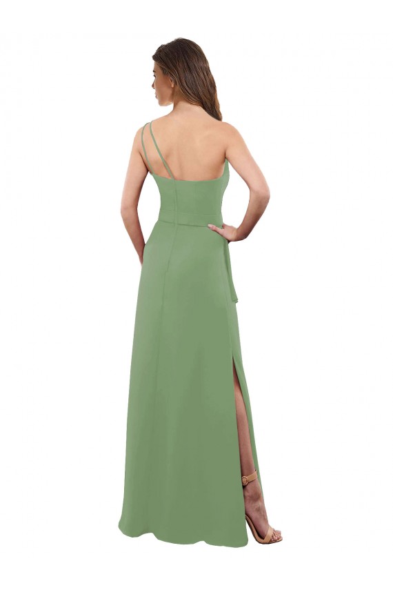 Best One Shoulder Chiffon Bridesmaid Dress with Pleats and Side Slit Sydney