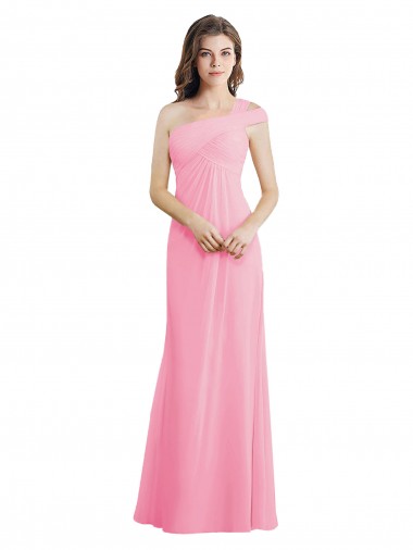 Best Single Shoulder Chiffon Bridesmaid Dress with Draped Bodice Sydney
