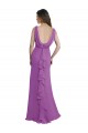Best V-Shaped Neckline Long Chiffon Bridesmaid Dress with Cascading Ruffles Back Sydney