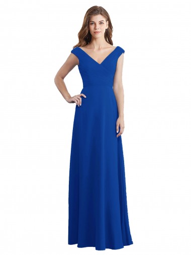 Best Draped Shoulder V-Neck Long Chiffon Bridesmaid Dress Sydney