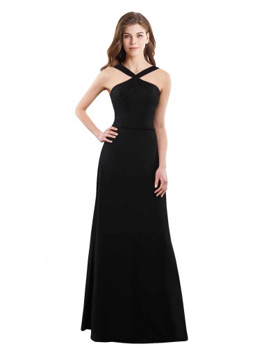 Best Chiffon A-Line Bridesmaid Dress with Criss Cross Halter Top Sydney