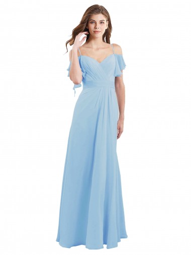 Best Cold Shoulde Chiffon Bridesmaid Dress with Wrap Bodice Sydney