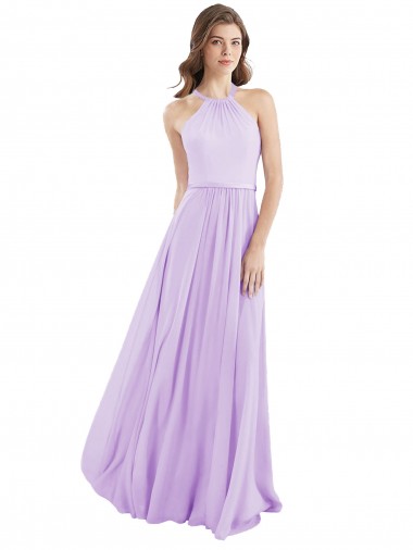Best Halter Chiffon A-Line Bridesmaid Dress with Flounce Back Sydney