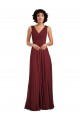 Best Sleeveless V-Neck Pleated Chiffon Bridesmaid Dress Sydney