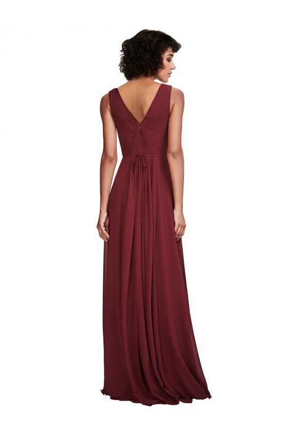 Best Sleeveless V-Neck Pleated Chiffon Bridesmaid Dress Sydney