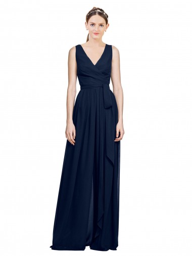 Best V-Neck Ruched Chiffon Bridesmaid Dress with Waistband Sydney