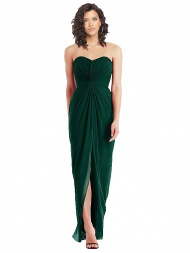Best Twist Front Draped Chiffon Bridesmaid Dress with Slit Sydney