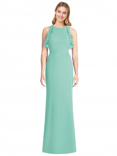 Best Jewel Neck Mermaid Open Back Chiffon Bridesmaid Dress Sydney